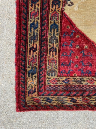 19th century Turkmen Bokche. Animals in the quarter panels, what appears to be camel hair wefts and pile, silk highlights, and beautiful piled designs in a 3d effect onto the kilim. This  ...