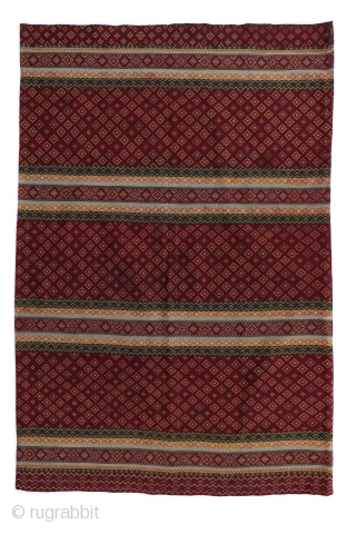 Early 1900s Burmese Hakachin silk tube skirt. Beautiful tight embroidery on this silk textile. 39'' x 27'' (99 x 69 cm)            