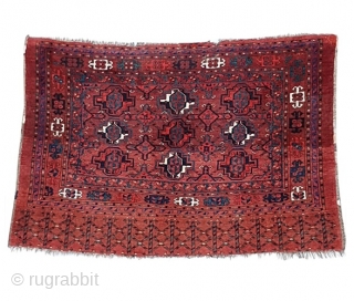 Antique Ersari chuval with soft wool, great abrash and colors. 3'0" x 4'6".                    