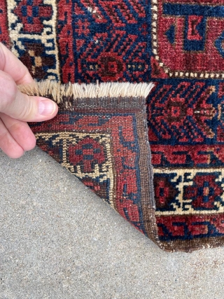 Antique Baluch bag face. Good deep, natural colors and soft wool. 2'4" x 2'7". Available.                  