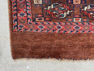 19th century Yomut chuval. Great condition with good saturated colors.

2'5" x 3'8"                     