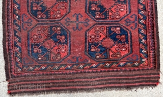 Antique small Ersari rug. 3'3" x 5'0" or 153 x 99cm. Nice green on the lower half.                