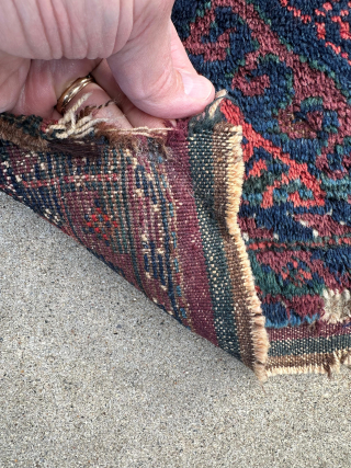 Antique Mushwani Baluch saddle bag. Glowing colors and great wool. Please contact me at steven.malloch@gmail.com or gerrerugs@gmail.com for purchase or questions.            