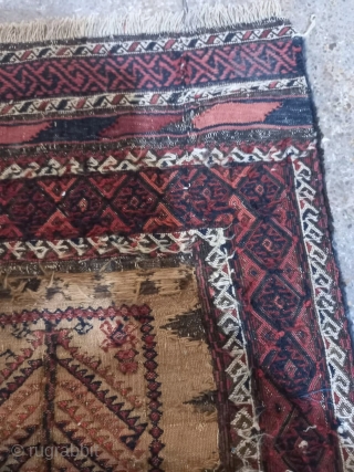 Beautiful 19th century Baluch sofreh with complete kilim ends. Great condition but it was cut and shut on the two sides. Still hard to find in this condition. Priced for condition.  