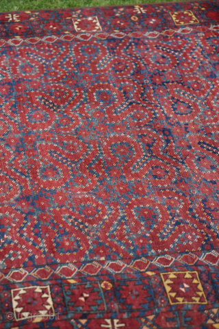 Antique Ersari Beshir snake rug, 3rd quarter 19th century or earlier. 8'3" x 5'8" or 252 x 172cm. The photos include inside and outdoor photos. Message me for more info or purchase  ...