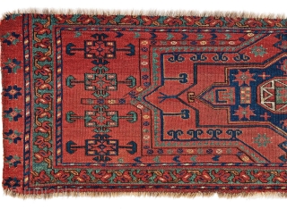 Mid 19th century Ersari trapping. 158 x 48 cm or 5' 2" x 1" 7" Published: The Oriental Rug Collection of Jerome and Mary Jane Straka 1978, No. 37.    