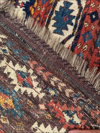 Mid - 3rd quarter 19th century Chodor main rug with beautiful colors, natural dyes.  7'3" x 10'8". Scattered repairs but generally great pile.         