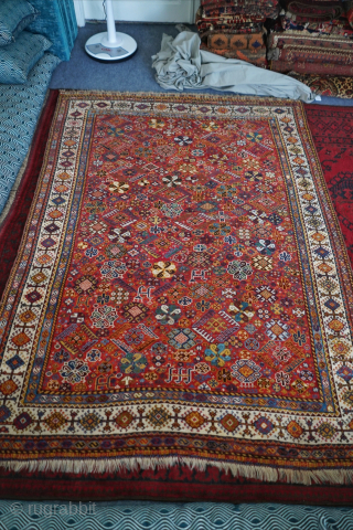 This late 19th century red ground Shekarlu rug is 160 x 225cm or 5'3" x 7'5". The overall pile is good with a few medium spots. Please contact me at: steven.malloch@gmail.com or  ...