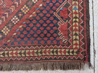 Antique Ersari rug commonly referred to as Beshir rugs. 4'5" x 5'9". Wonderful design and colors.                 