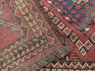 Antique Ersari rug commonly referred to as Beshir rugs. 4'5" x 5'9". Wonderful design and colors.                 
