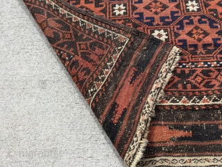Antique Baluch rug with intact kilim ends. Memling gul design. Beautiful colors and indigo blue. Reasonable price. 6ft 7in x 3ft 8in

Let me know if you'd like additional photos.

Cheers!    