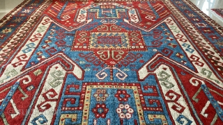 Antique Kazak Sewan in very good condition. Four corner professionally restored and some  scattered small old repairs. Size 255x180             