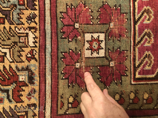 Wonderful 1870 Konya 
122x178cm
4.1x6.6ft
Small side damage Great complete headends and original selvedges 
Fabulous natural colors some low pile
No stains, no repairs wonderful fine wool         