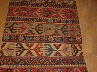 fabulous large sivas kilim part  midth 19th century? or older , wonderful natural colors, very minor repair, no stains, 
216x87cm
7.2x2.9ft            