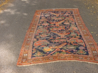 161x315cm  5.4x10.5ft

dated karabagh with stunning natural colors, the greens, blues and warm orange etc,
flat lying, selvedges cut and secured, clean , no holes, no tears two incisisions to make it lay  ...