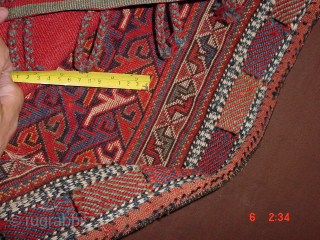 wonderful antique very topquality fine bag, afshari? supereiour quality, in great condition, original kelimback, one small right lower corner repair, very silky wool, red weft,
extreme beautiful color palet
62x66cm
2.1x2.2ft     