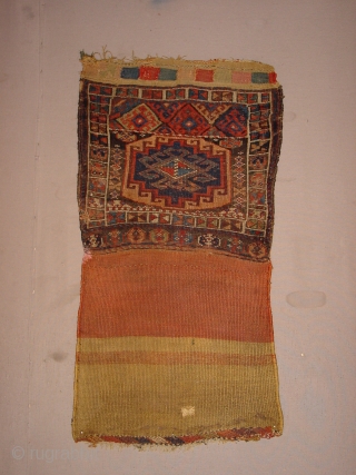 fabulous tribal 1880 antique jaff? bag, witrh some wear and fabulous natural colors
the whole measures 68x127cm  (2.3x4.2ft) , clean
             