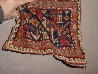 wonderful antique afshar chanteh with Original back in great condition and wonderful natural colors
40x34cm
1.3x1.1ft
                   