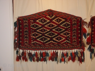 wonderful pait antique turkoman asmalyks,  in great condition, 
105x64cm  3.5x2.1ft without tassels and 105x60cm  3.5x2ft without tassels, no repairs, no stains, great pile       