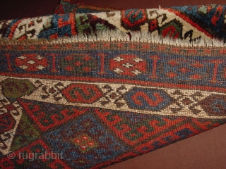 wonderful antique jaff kurdish bagface, very meaty  original pile, in superbe condition, no repairs, fabulous natural colors, and a great pattern!
jaff collectors must have... the blackfabric is loosely stitched, to make  ...