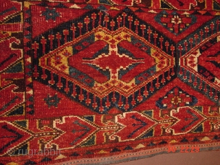 fabulous antique beshir? amu daria? from before 1900, great all natural colors, great pile, no repairs

130x47cm
4.3x1.6ft                 