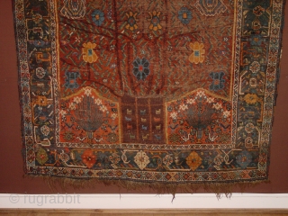 ANTIQUE TRIBAL KAMSEH! Some rugs are so unique and allways a pleasure to loo at...

Great 5 legged animals, and others, great natural colors, mainly in left lower corner old mothite, locally wear,  ...