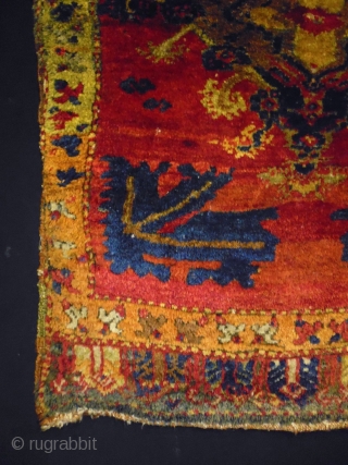Karapinar Yastik
Size: 59x91cm (2.0x3.0ft)
Natural colors (except the red color is not natural), made in circa 1910, some small holes.              