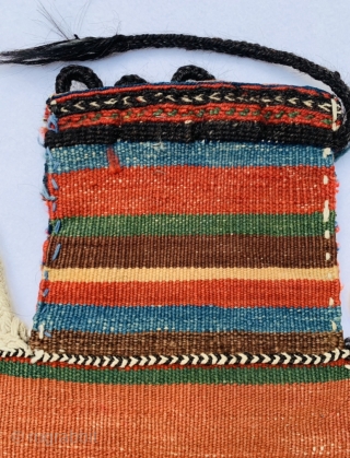 beautiful Afshar sumak Saltbag circa 1900 ,all good colors and perfect condation,size 65c61cm                    