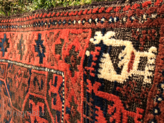 Antique Baluch bird rug,great wool and colors.1880 circa size135x73-pleas inquire for more images                    