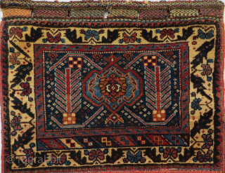 Fine Afshar bag circa 1870.with all natural dyes,Shiny wool  and is very soft Size59x46cm.size of kilim55x50cm                