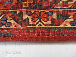 Fine Afshar bag circa 1870.with all natural dyes,Shiny wool  and is very soft Size59x46cm.size of kilim55x50cm                