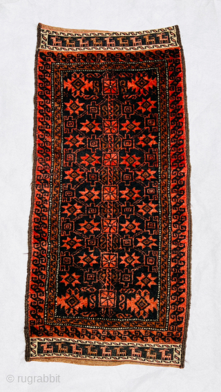 amazing Baluch balisht circa 1890 Beautiful animals embroidered on both ends With sumac technique and With four main colors Dark brown red-red Fawn in the narrow border and in the center of  ...