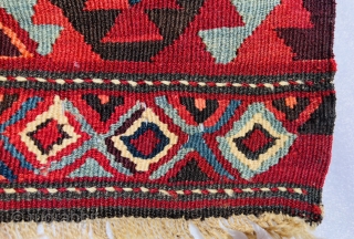Shahsevan kilim mafrash panel 1880 circa, All colors are saturated and natural,good condition 66x46cm                   