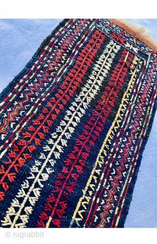 Kurdi Quchian sumac circa 1880 all good colors and in perfect condition size98x34c                    