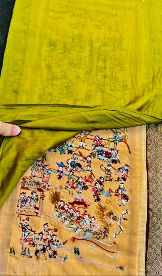 antique Chinese silk brocade textile 64x30cm                           