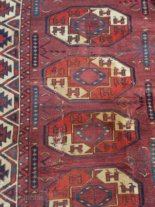 Early Ex-Azadi Karadashli Main Carpet. Size 265x162cm (8,8x5,4 inches). Great color, space and design elements. Also good age. Overal full pile good condition with a couple of old patches and repairs as  ...