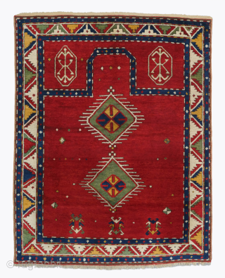 Caucasian Fachralo Prayer Rug in very good condition circa 1870 size 130x165 cm                    