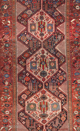 Perfect Condition Persian Khamseh Rug circa 1870 size 160x300 cm                       
