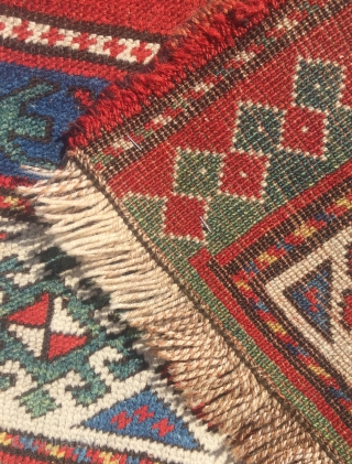 Circa 1900 Kasak rug, end borders loss  190 x 115 cm                     