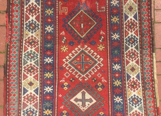 Circa 1900 Kasak rug, end borders loss  190 x 115 cm                     