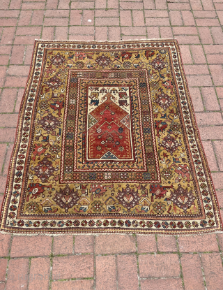 3rd quarter of 19th century ca. 1860 Melas rug, it has some old repair inside. Size : 145 x 120 cm. Please contact via direct email or WhatsApp: halilaalan@gmail.com // 0090 534  ...
