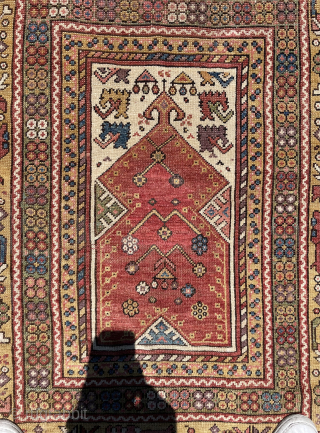 3rd quarter of 19th century ca. 1860 Melas rug, it has some old repair inside. Size : 145 x 120 cm. Please contact via direct email or WhatsApp: halilaalan@gmail.com // 0090 534  ...