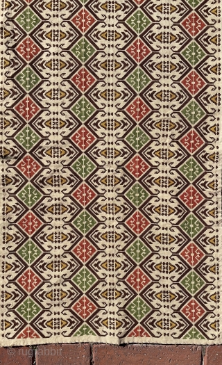 Algerian Embroidery pillow case silk on cotton, original size 135 x 42 cm, circa 1930 around                 