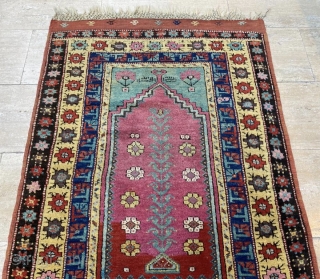 Anatolian Konya Prayer Rug Circa 1860’s Size: 95x140 cm                        