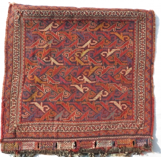 Lovely tribal Persian bag (Khamseh)very fine-spun good rich vegetable dyes with a piece of silk Pale green.good condition size 116x60cm             