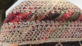 persian North hat,silk embroidery on fabric,Qajar period                          