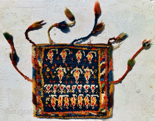 Gabbeh Qashqai bag 1880 circa all natural colors and in good condition size 30x31cm                   