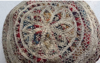 persian North hat,silk embroidery on fabric,Qajar period                          