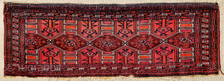 antique Turkmen Saryk Torba 1870 circa size 114x38cm the white color all in Cotton.                   