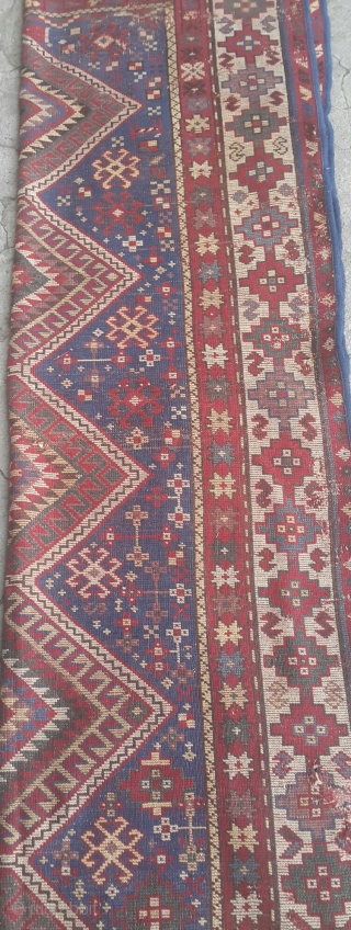 Antique rare 1880's caucasian kazak borchalou area rug, size 208×121cm.                       